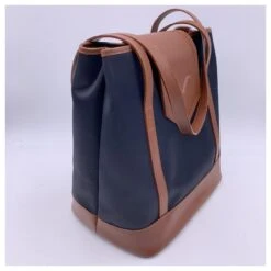 Yves Saint Laurent Sac à Bandoulière Cabas Vintage En Toile Noire -Yves Saint Laurent 773358 4