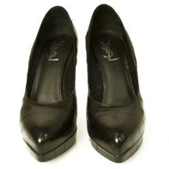 Yves Saint Laurent Escarpins à Plateforme En Cuir De Serpent D'eau Noir YSL 41 15 Yves Saint Laurent Escarpins à Plateforme En Cuir De Serpent D'eau Noir YSL 41 -Yves Saint Laurent 776743 5