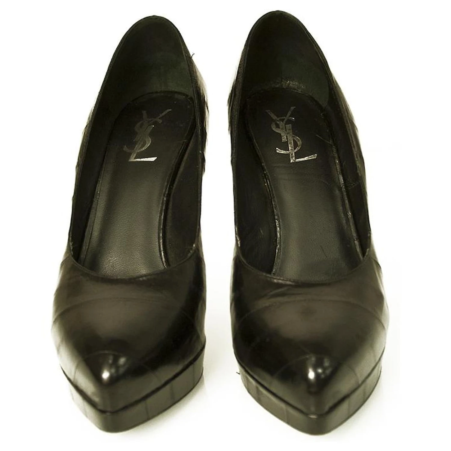 Yves Saint Laurent Escarpins à Plateforme En Cuir De Serpent D'eau Noir YSL 41 7 Yves Saint Laurent Escarpins à Plateforme En Cuir De Serpent D'eau Noir YSL 41 – Image 5