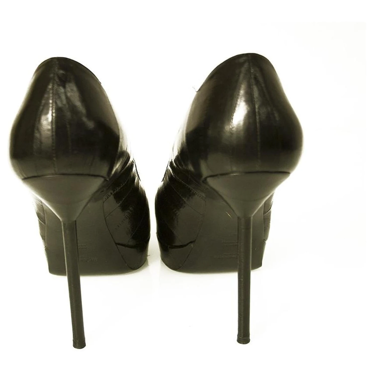 Yves Saint Laurent Escarpins à Plateforme En Cuir De Serpent D'eau Noir YSL 41 8 Yves Saint Laurent Escarpins à Plateforme En Cuir De Serpent D'eau Noir YSL 41 – Image 6