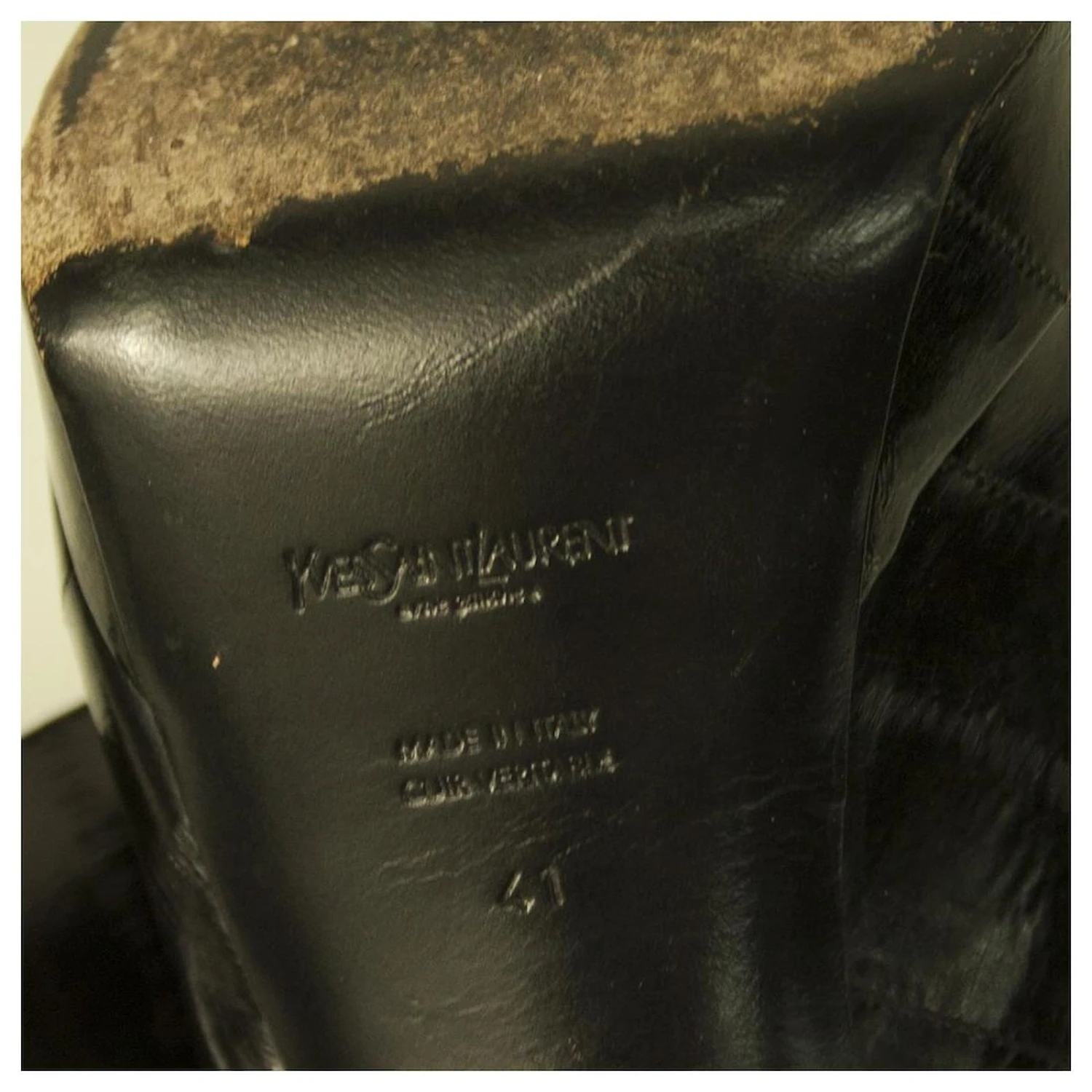 Yves Saint Laurent Escarpins à Plateforme En Cuir De Serpent D'eau Noir YSL 41 9 Yves Saint Laurent Escarpins à Plateforme En Cuir De Serpent D'eau Noir YSL 41 – Image 7