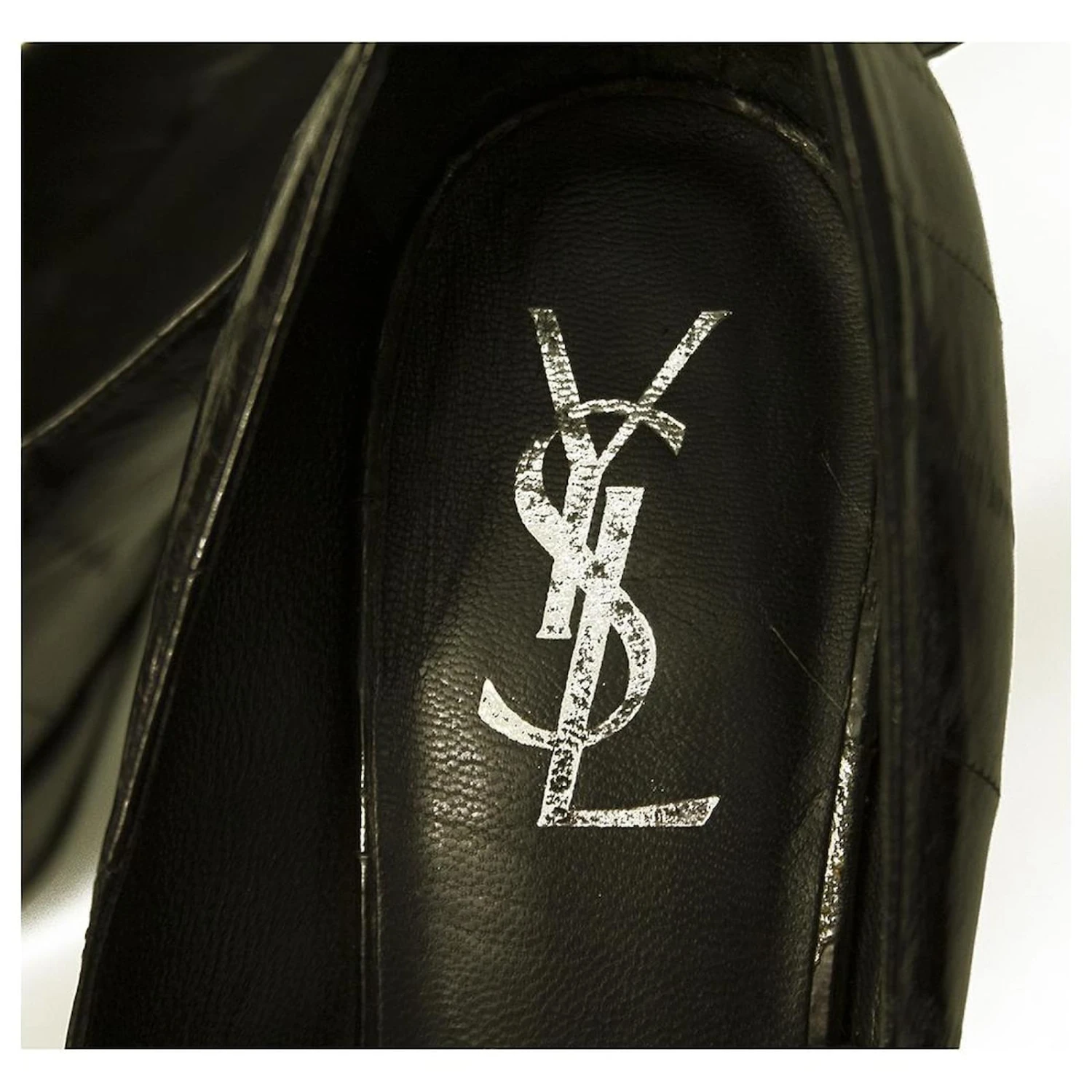 Yves Saint Laurent Escarpins à Plateforme En Cuir De Serpent D'eau Noir YSL 41 10 Yves Saint Laurent Escarpins à Plateforme En Cuir De Serpent D'eau Noir YSL 41 – Image 8