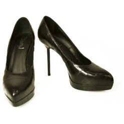 Yves Saint Laurent Escarpins à Plateforme En Cuir De Serpent D'eau Noir YSL 41 19 Yves Saint Laurent Escarpins à Plateforme En Cuir De Serpent D'eau Noir YSL 41 -Yves Saint Laurent 776743 9