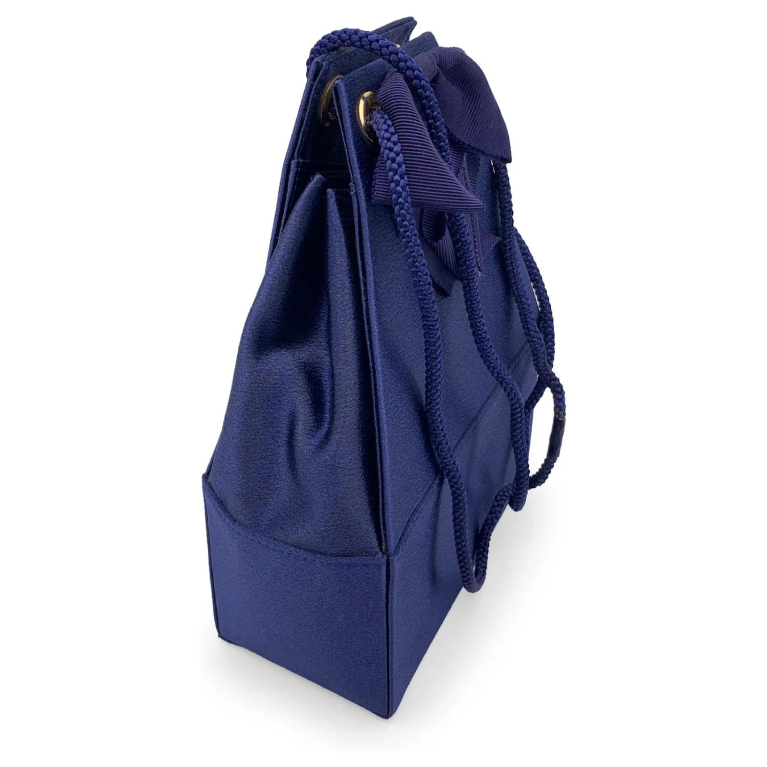 Yves Saint Laurent Sac à Bandoulière En Satin Bleu Vintage à Cordon De Serrage Bordeaux 5 Yves Saint Laurent Sac à Bandoulière En Satin Bleu Vintage à Cordon De Serrage Bordeaux – Image 3