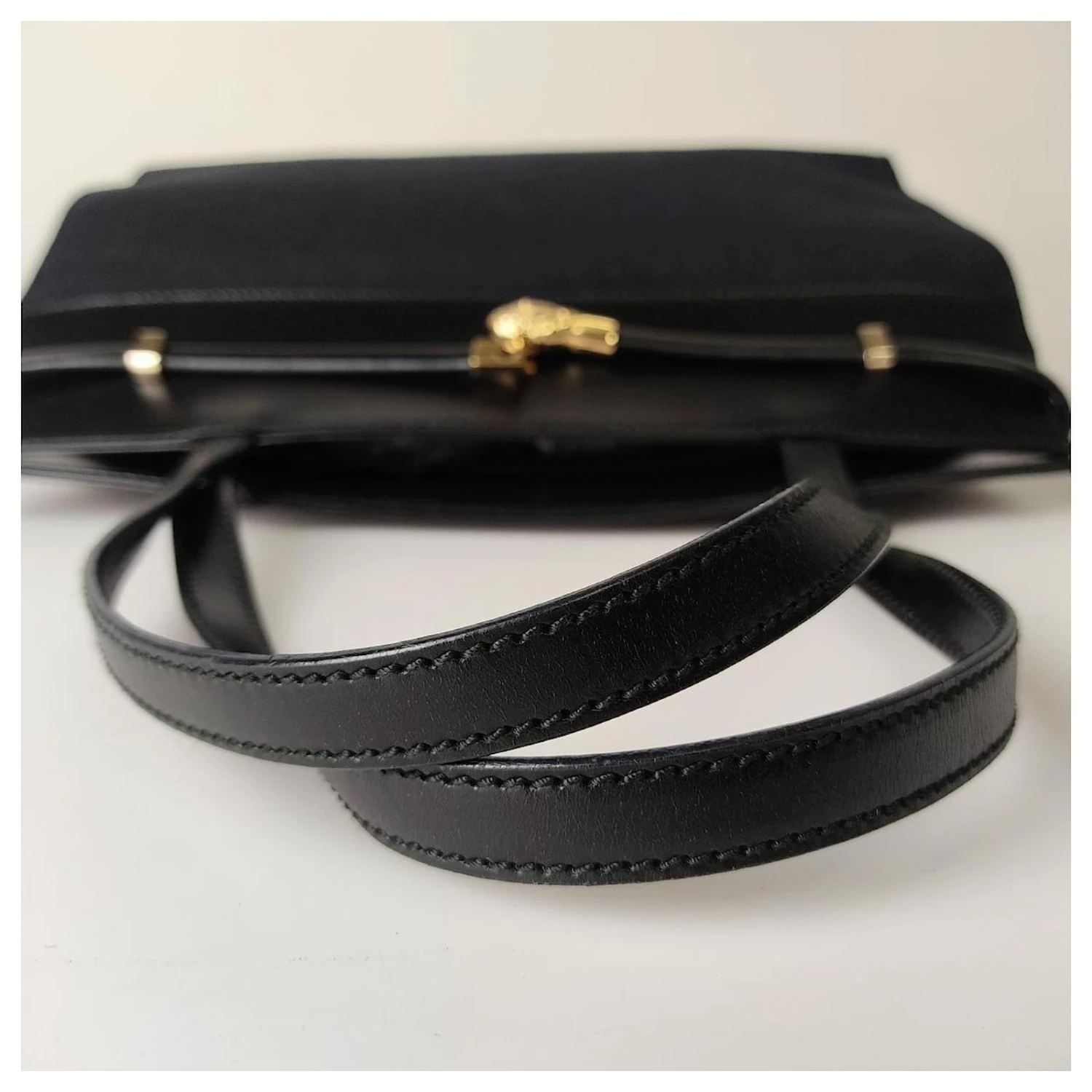 Sac Cabas En Toile Et Cuir Yves Saint Laurent Noir 9 Sac Cabas En Toile Et Cuir Yves Saint Laurent Noir – Image 7