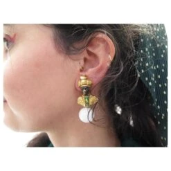 VINTAGE BOUCLES D'OREILLES YVES SAINT LAURENT TETES DE MAURES COUPLE EARRINGS Doré -Yves Saint Laurent 791505 10