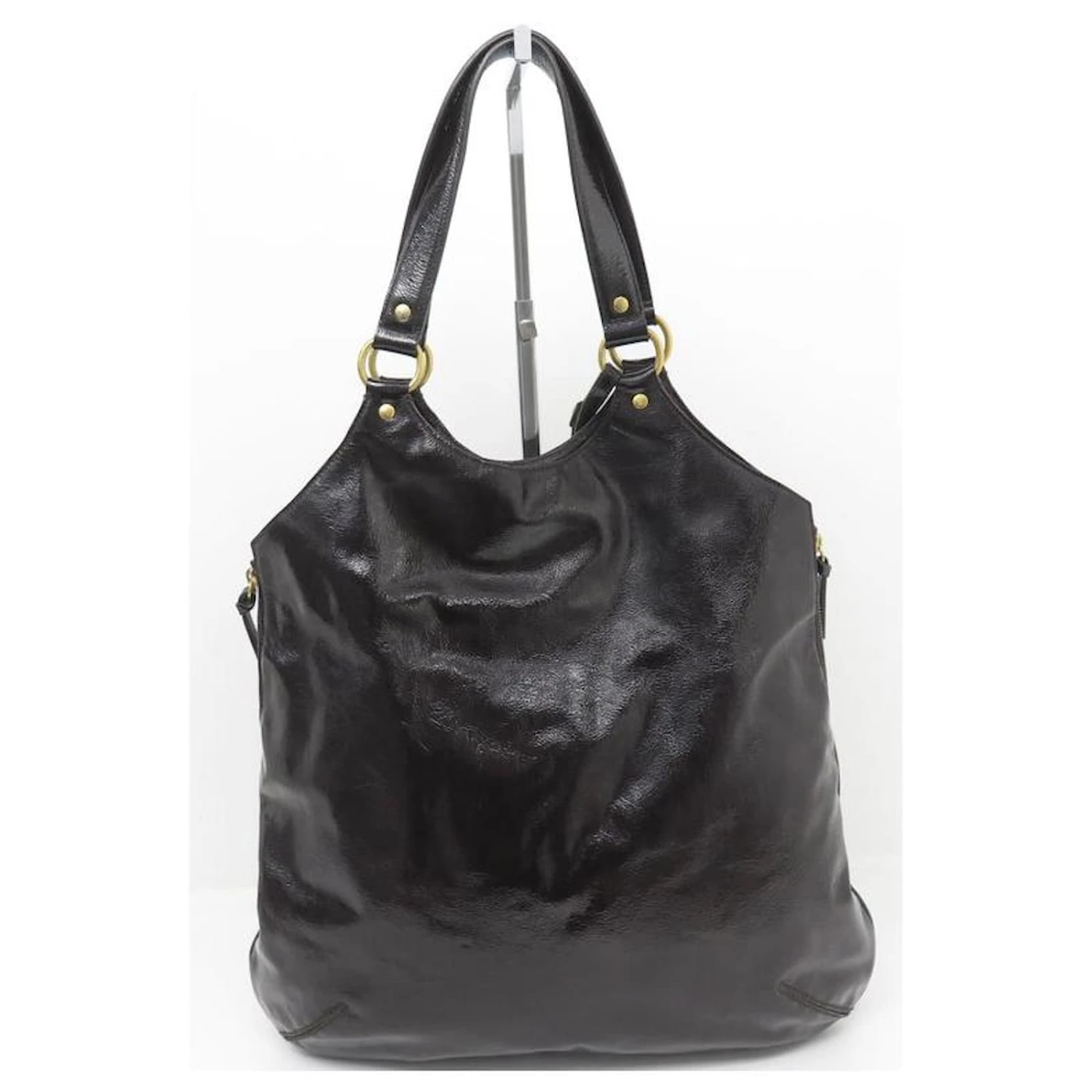 SAC A MAIN YVES SAINT LAURENT METROPOLIS 177737 LARGE CUIR VERNI HAND BAG Marron 4 SAC A MAIN YVES SAINT LAURENT METROPOLIS 177737 LARGE CUIR VERNI HAND BAG Marron – Image 2