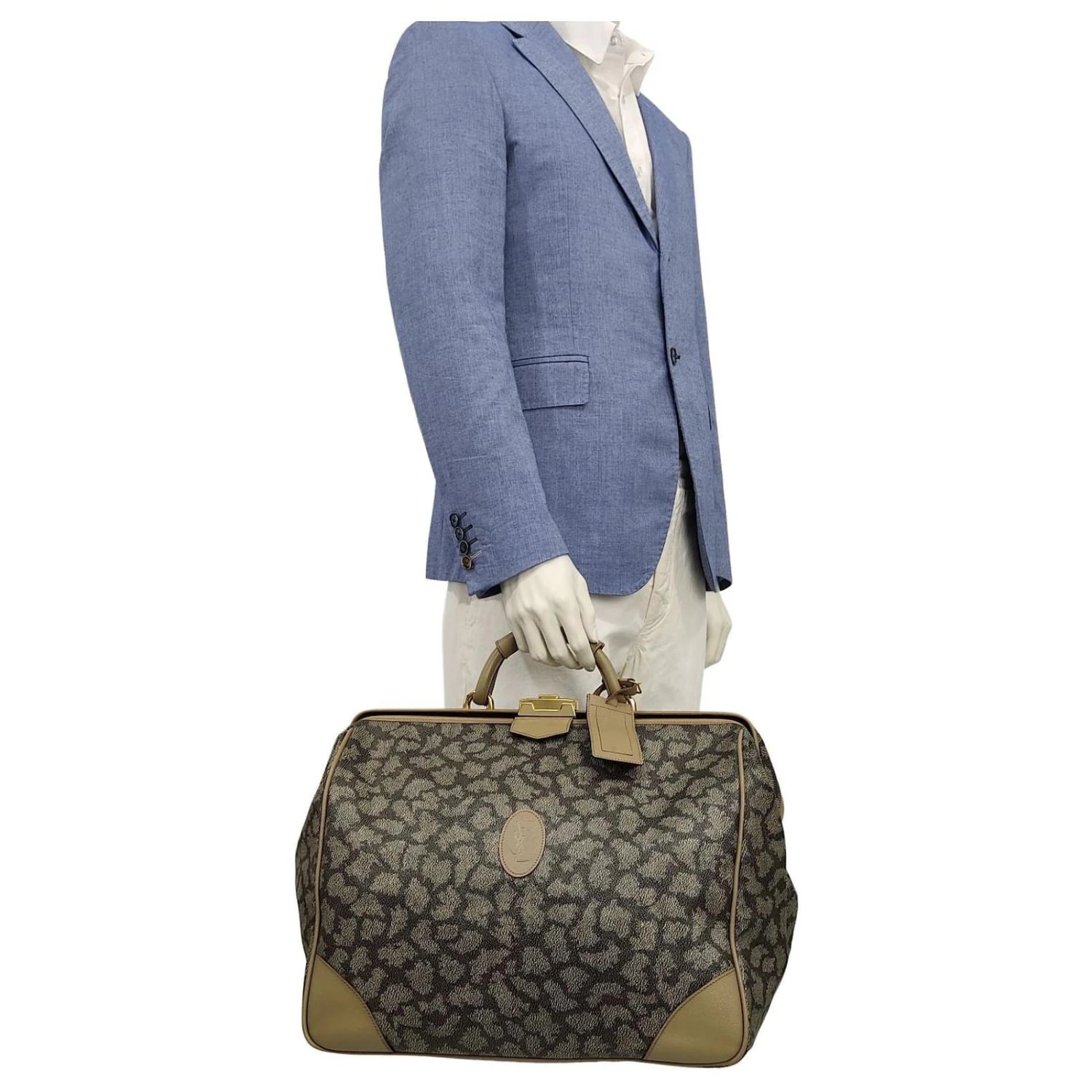 Sac De Voyage Vintage Yves Saint Laurent Motif Girafe Beige 10 Sac De Voyage Vintage Yves Saint Laurent Motif Girafe Beige – Image 8