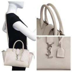 Downtown Yves Saint Laurent Du Centre 2Sac Way En Cuir Blanc -Yves Saint Laurent 806034 5
