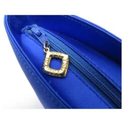 VINTAGE SAC A MAIN YVES SAINT LAURENT RIVE GAUCHE EN SATIN BLEU BLUE HAND BAG -Yves Saint Laurent 807979 5