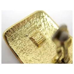 VINTAGE BOUCLES D'OREILLES CLIPS YVES SAINT LAURENT LOGO YSL METAL DORE EARRINGS Doré -Yves Saint Laurent 808067 4