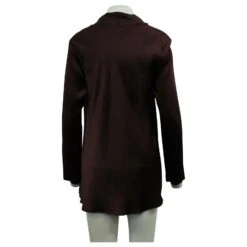 Yves Saint Laurent Top En Soie Bordeaux à Col En V Rouge -Yves Saint Laurent 808165 3