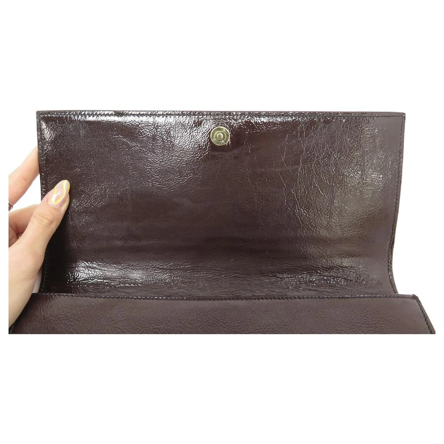 SAC A MAIN YVES SAINT LAURENT POCHETTE BELLE DE JOUR 203855 CUIR POUCH BAG Marron 5 SAC A MAIN YVES SAINT LAURENT POCHETTE BELLE DE JOUR 203855 CUIR POUCH BAG Marron – Image 3