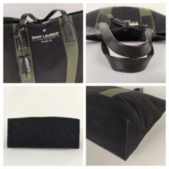 Yves Saint Laurent Sac à Main Saint Laurent Rive Gauche Shopper En Toile Noire -Yves Saint Laurent 828223 4