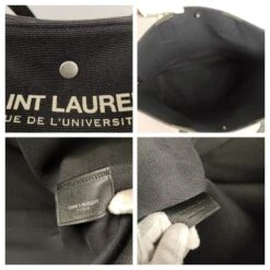 Yves Saint Laurent Sac à Main Saint Laurent Rive Gauche Shopper En Toile Noire -Yves Saint Laurent 828223 5