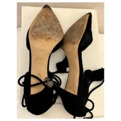 Yves Saint Laurent Chaussures De Soirée YSL Sevilla En Velours Et Chevreau Noir -Yves Saint Laurent 829178 5