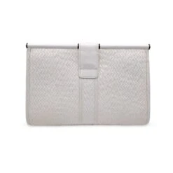 Yves Saint Laurent Sac à Main Pochette Vintage En Cuir Tressé Blanc -Yves Saint Laurent 831193 3
