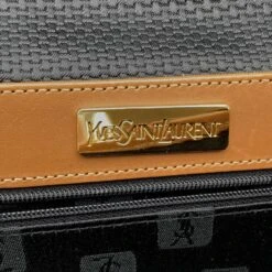 Yves Saint Laurent Pochette Vintage En Toile Texturée Grise Fauve Noir -Yves Saint Laurent 832749 6