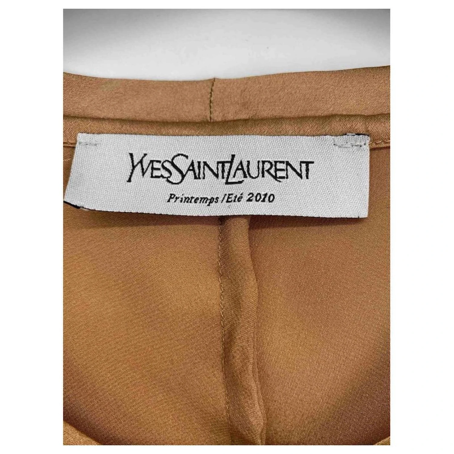 YVES SAINT LAURENT Hauts T.fr 36 Silk Marron 5 YVES SAINT LAURENT Hauts T.fr 36 Silk Marron – Image 3