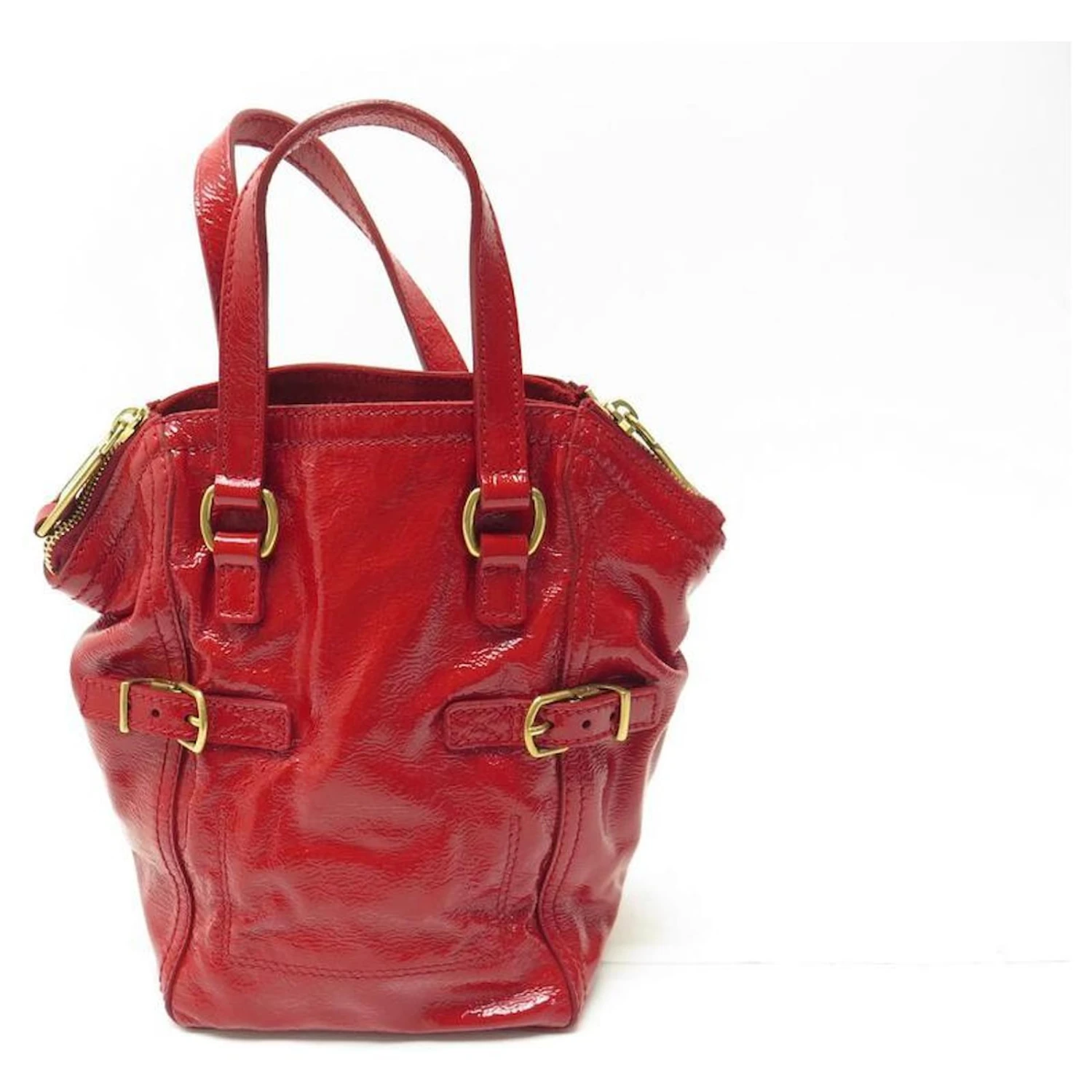 NEUF SAC A MAIN YVES SAINT LAURENT MINI DOWNTOWN CUIR VERNIS ROUGE HANDBAG 4 NEUF SAC A MAIN YVES SAINT LAURENT MINI DOWNTOWN CUIR VERNIS ROUGE HANDBAG – Image 2