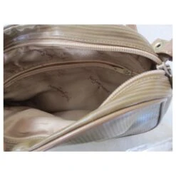 Yves Saint Laurent Sac Bandoulière Toile Enduite Rayée. Beige -Yves Saint Laurent 849767 4