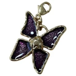 Pendentif, Charme « Papillon » Yves Saint Laurent Vintage 80s Doré Violet Foncé 8 Pendentif, Charme « Papillon » Yves Saint Laurent Vintage 80s Doré Violet Foncé -Yves Saint Laurent 856189 3