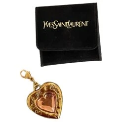 Pendentif « Coeur » Yves Saint Laurent 80s Métal Doré Et Résine Orange -Yves Saint Laurent 857454 3