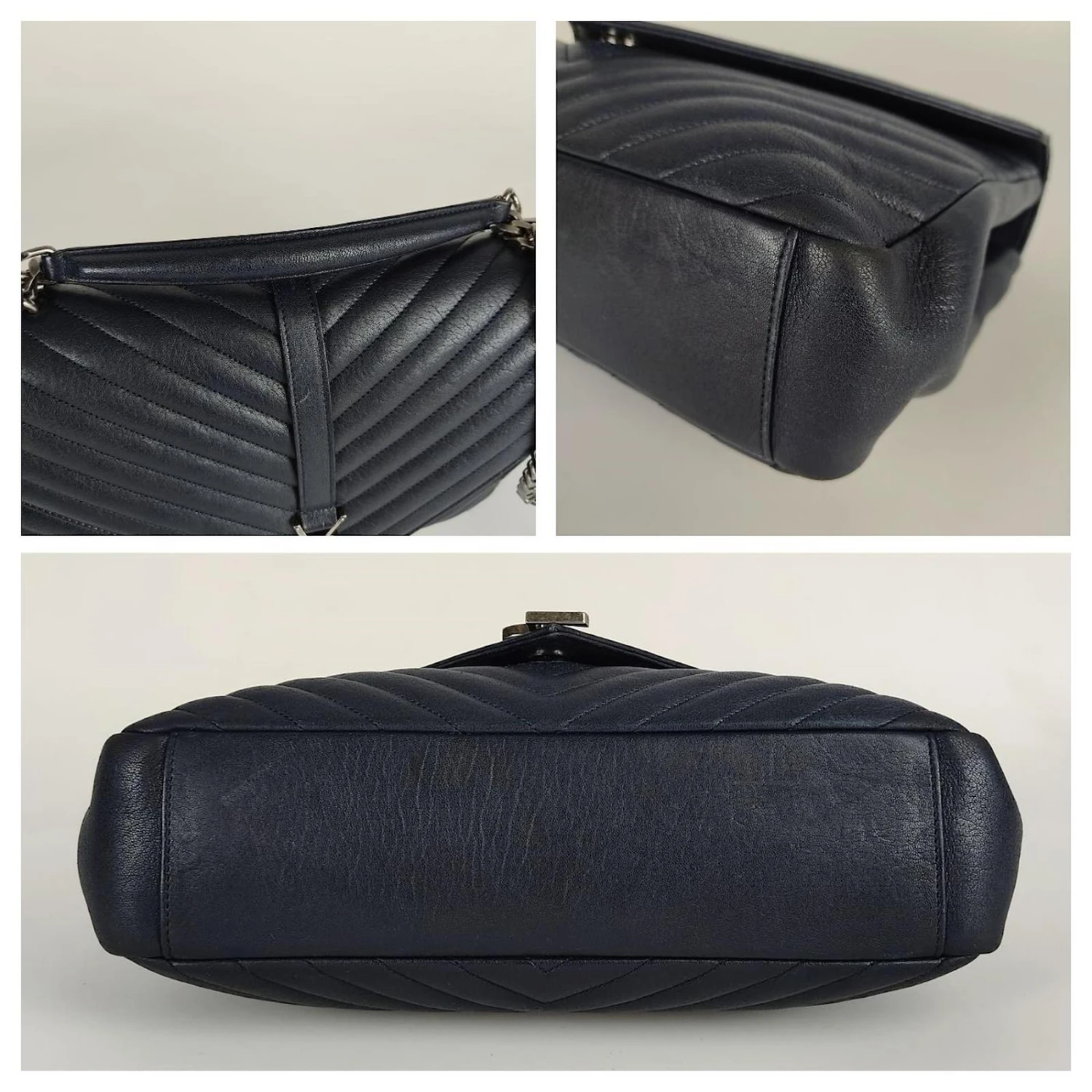 Yves Saint Laurent Grand Sac Chaîne Saint Laurent College En Cuir Matelassé Bleu 6 Yves Saint Laurent Grand Sac Chaîne Saint Laurent College En Cuir Matelassé Bleu – Image 4