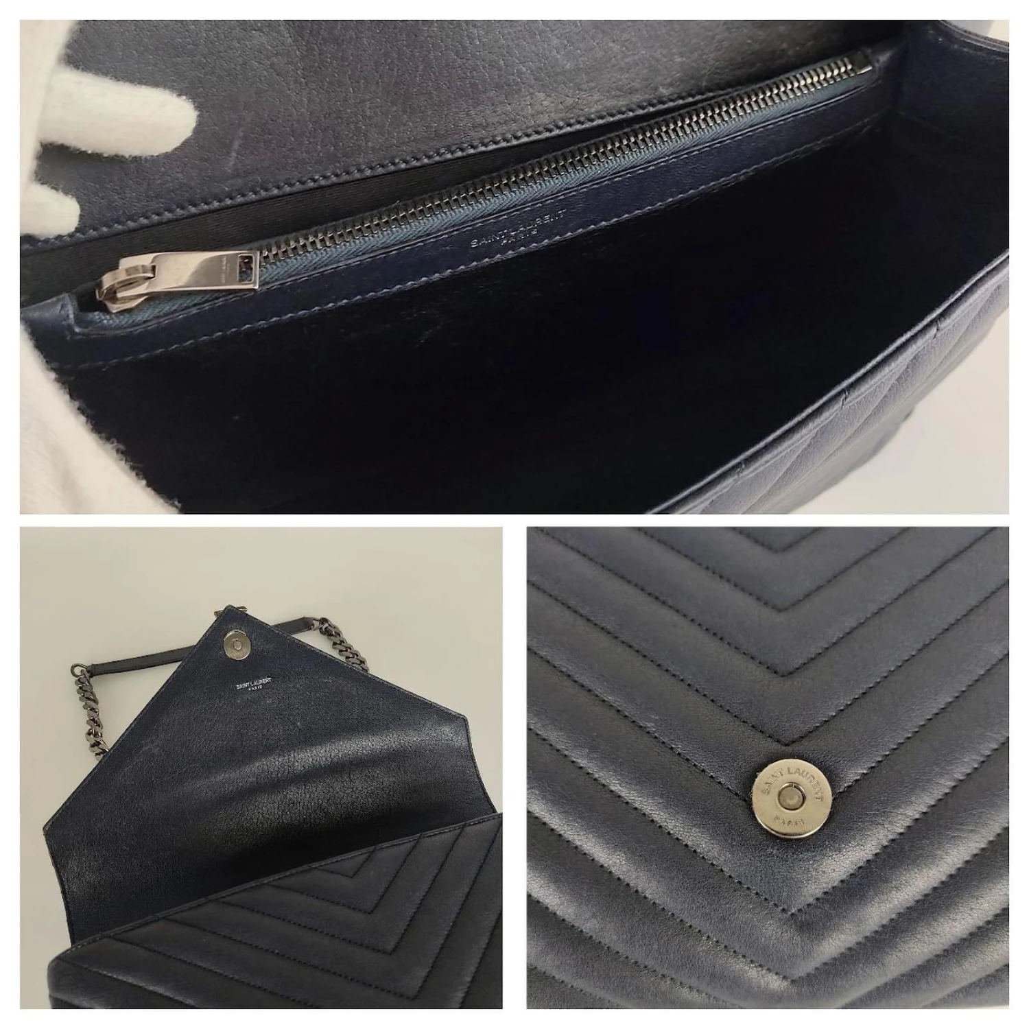 Yves Saint Laurent Grand Sac Chaîne Saint Laurent College En Cuir Matelassé Bleu 10 Yves Saint Laurent Grand Sac Chaîne Saint Laurent College En Cuir Matelassé Bleu – Image 8