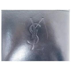 VINTAGE ETUI TROUSSE YVES SAINT LAURENT LOGO YSL OVALE EN CUIR BLEU POUCH CASE Bleu Marine -Yves Saint Laurent 862023 5