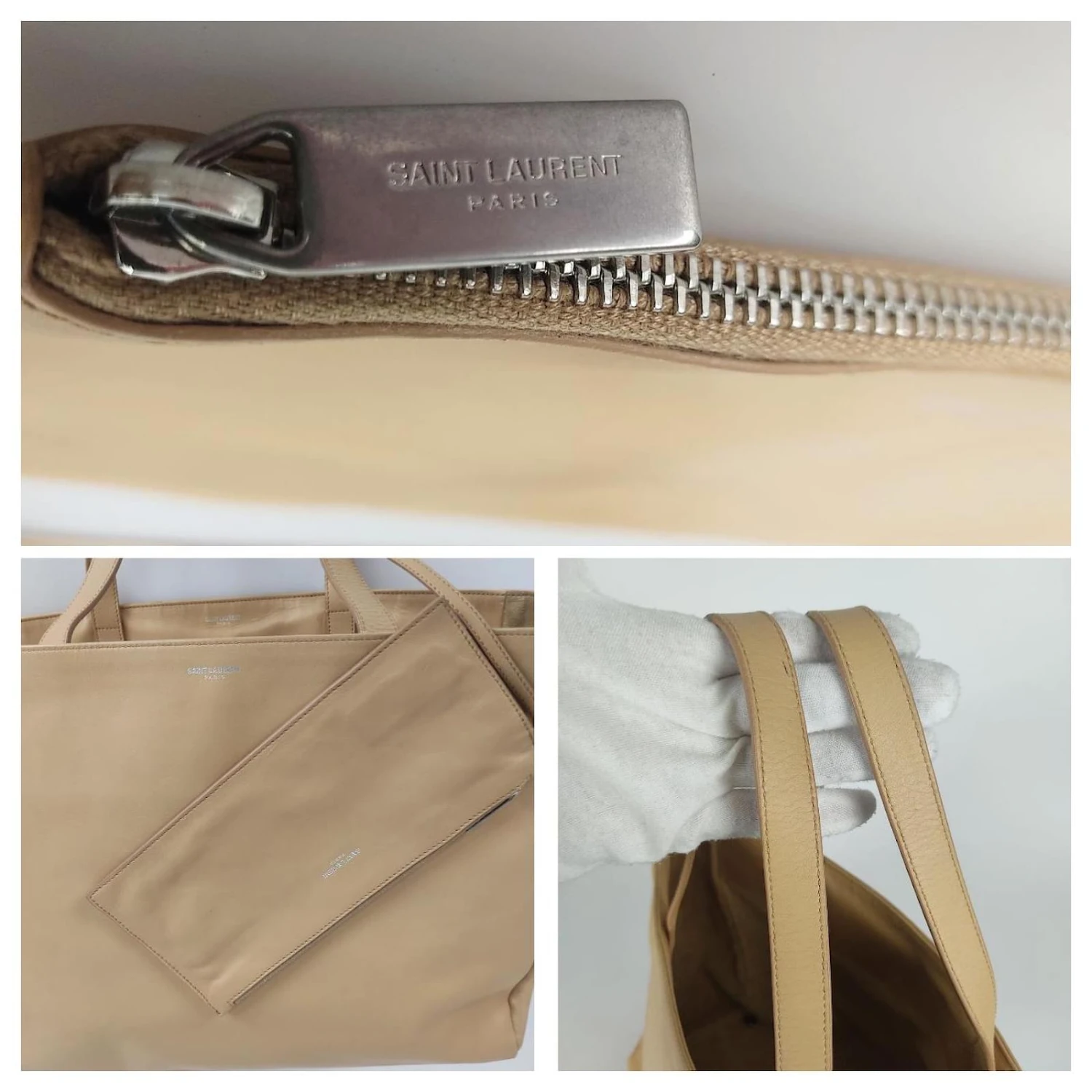 Yves Saint Laurent Sac Cabas Saint Laurent Cabas Avec Pochette En Cuir Beige 6 Yves Saint Laurent Sac Cabas Saint Laurent Cabas Avec Pochette En Cuir Beige – Image 4