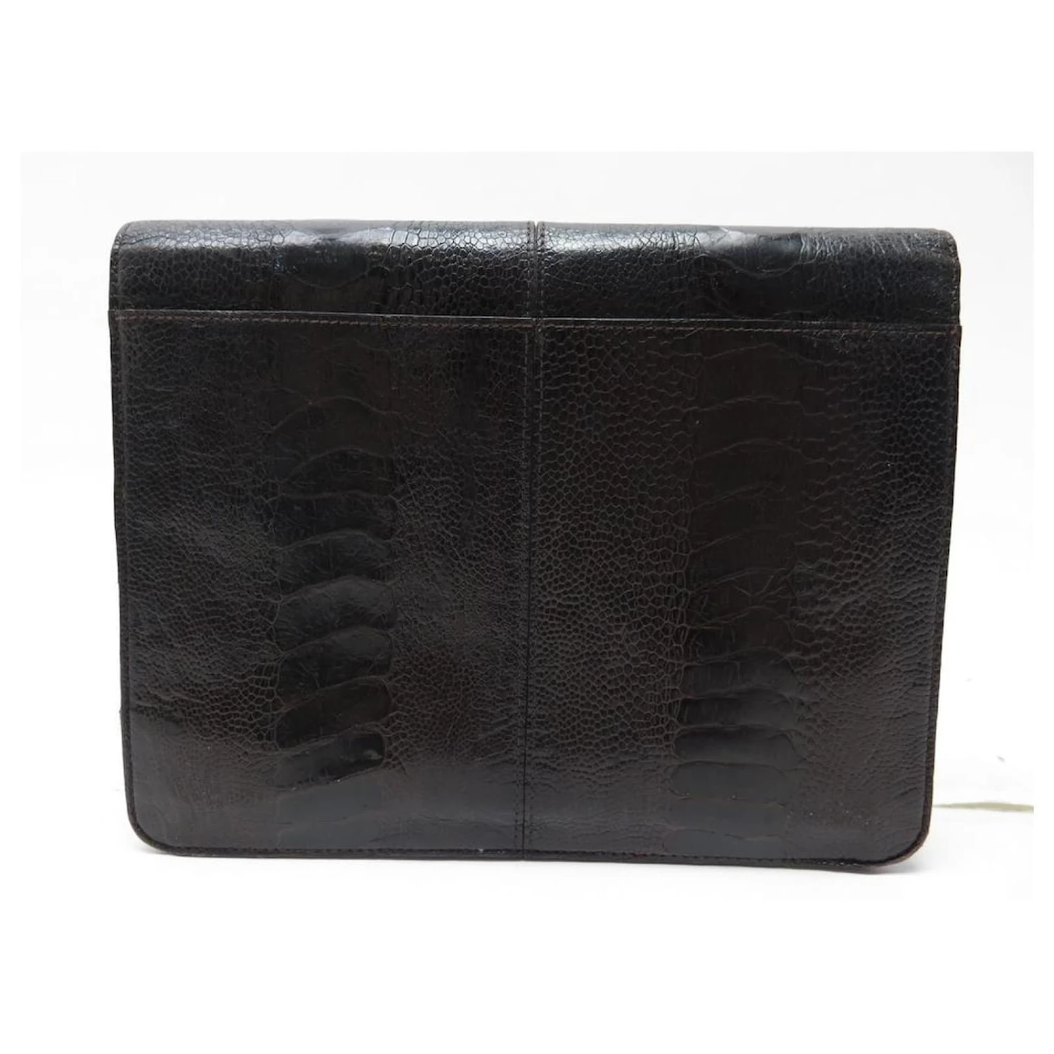 VINTAGE SAC A MAIN YVES SAINT LAURENT POCHETTE EN CUIR PATTE D'AUTRUCHE CLUTCH Marron 4 VINTAGE SAC A MAIN YVES SAINT LAURENT POCHETTE EN CUIR PATTE D'AUTRUCHE CLUTCH Marron – Image 2