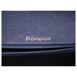 VINTAGE SAC POCHETTE A MAIN YVES SAINT LAURENT EN CUIR D'AUTRUCHE LEATHER POUCH Bleu Marine -Yves Saint Laurent 875246 3