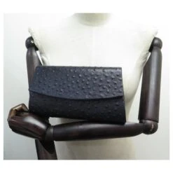 VINTAGE SAC POCHETTE A MAIN YVES SAINT LAURENT EN CUIR D'AUTRUCHE LEATHER POUCH Bleu Marine -Yves Saint Laurent 875246 5