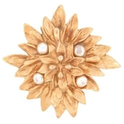 Autres Bijoux VINTAGE BROCHE YVES SAINT LAURENT GOOSSENS FLEUR INCRUSTEE PERLES PEARLS BROOCH Doré