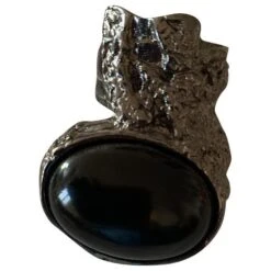 Bague Arty En Onyx Noire Et Plaqué Argent Yves Saint Laurent