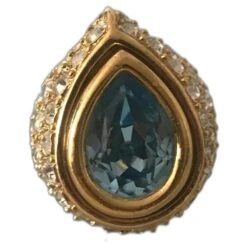 Yves Saint Laurent Bagues Bleu Bijouterie Dorée