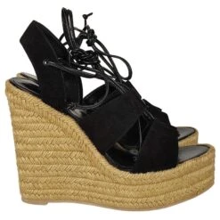 Yves Saint Laurent Chaussure Femme En Daim Et Cuir Saint Laurent (UE 38) Noir