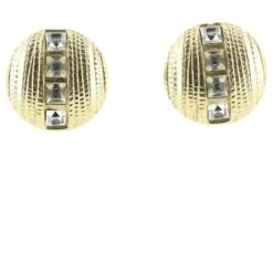 Boucles D'oreilles Vintage Yves Saint Laurent Dorées Avec 4 Strass Carré