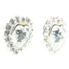 Boucles D'oreilles Vintage Yves Saint Laurent Rive Gauche Avec Strass En Forme De Coeur. Argenté