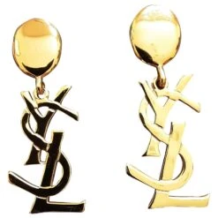 Yves Saint Laurent. Logo Clips. Bijouterie Dorée