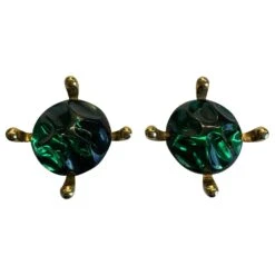 Boucles D’oreilles Yves Saint Laurent Vert Foncé