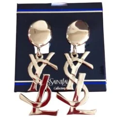 Boucles D’oreilles Yves Saint Laurent Bijouterie Dorée
