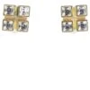 Boucles D'oreilles Yves Saint Laurent Strass Carré Blanc -Yves Saint Laurent boucles doreilles yves saint laurent strass carre plaque or blanc