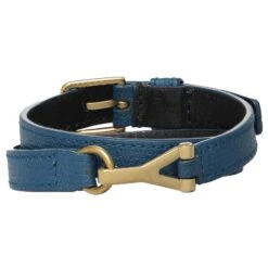 Yves Saint Laurent Bracelet Enroulé En Cuir Bleu