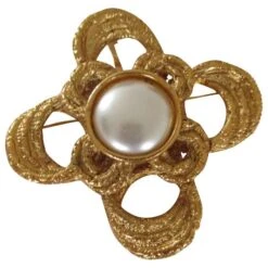 Yves Saint Laurent Broche/pendentif, Plaqué Or. Bijouterie Dorée