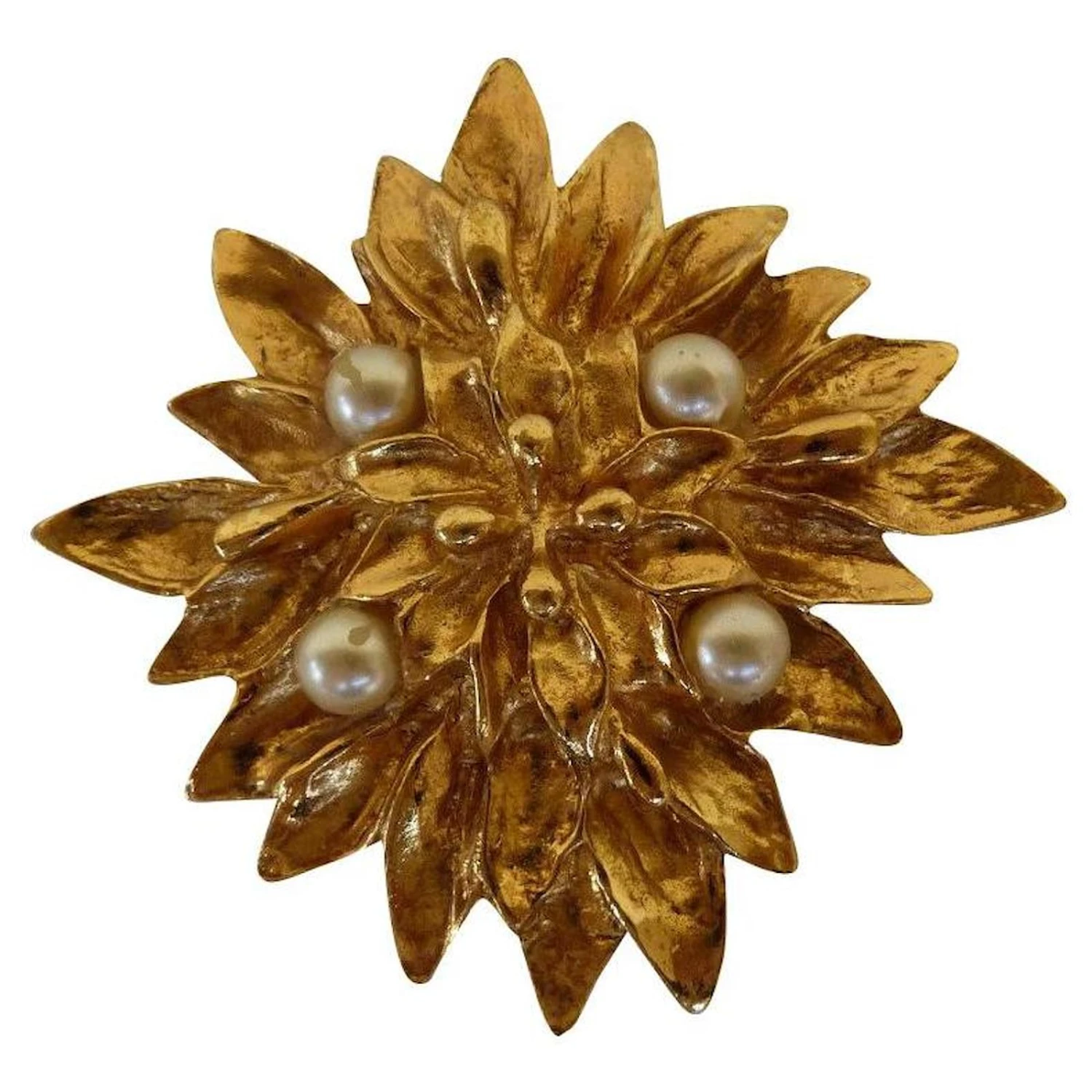 Yves Saint Laurent Broches Et Broches Doré Blanc Cassé 3 Yves Saint Laurent Broches Et Broches Doré Blanc Cassé