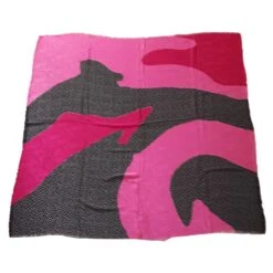 Carre' Yves Saint Laurent Noir Rose Rouge Fuschia