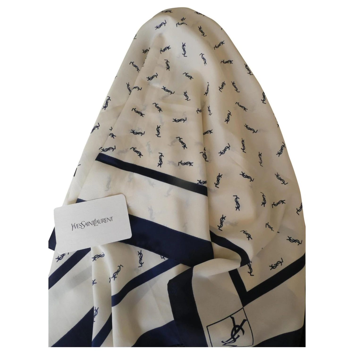 Yves Saint Laurent YSL Logos Blanc Bleu Marine 3 Yves Saint Laurent YSL Logos Blanc Bleu Marine