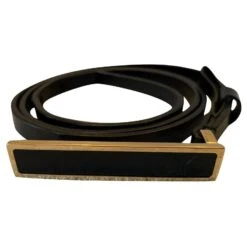 Yves Saint Laurent Ceinture Ultra Fine En Cuir Noir